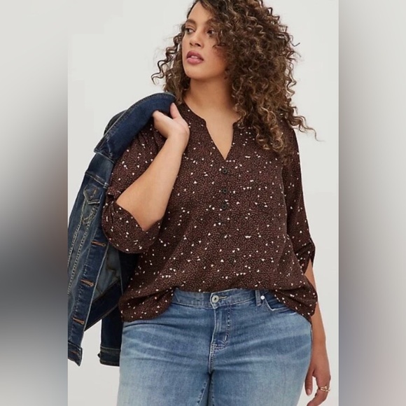 torrid Tops - 💘 Torrid 6X Harper Valentines Brown and Pink Heart Top